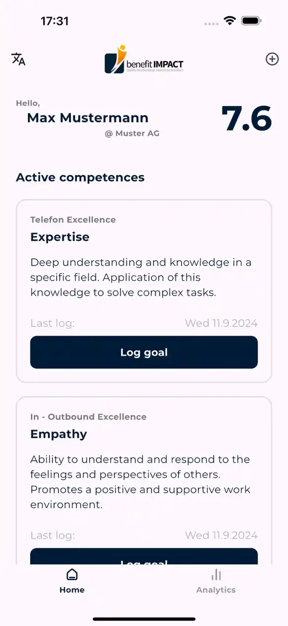 benefitIMPACT Mobile App, App-Screenshot